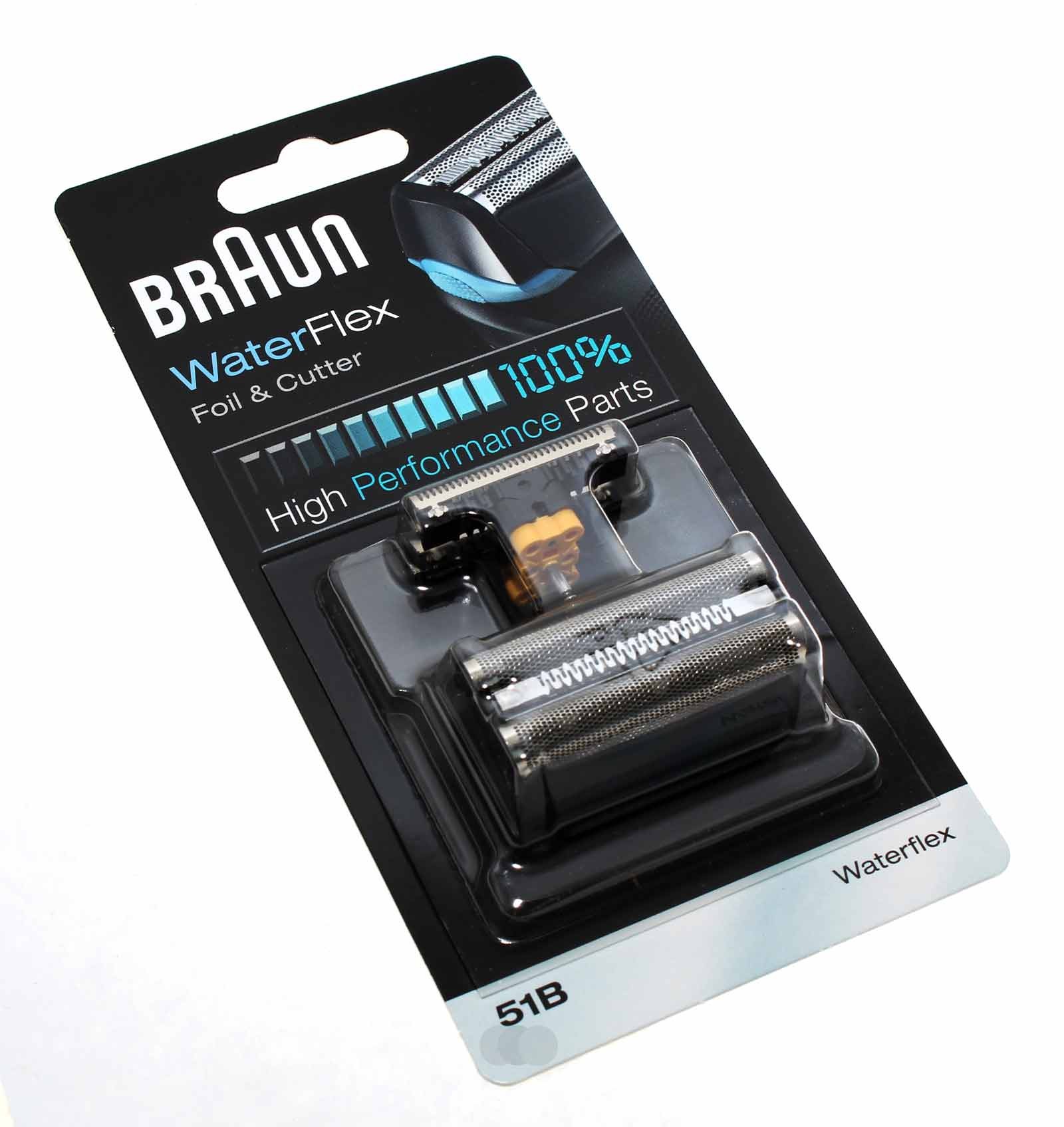 Original Braun 51B Kombipack für Waterflex Scherkopf, Scherfolie, Klingenblock, schwarz 91162036
