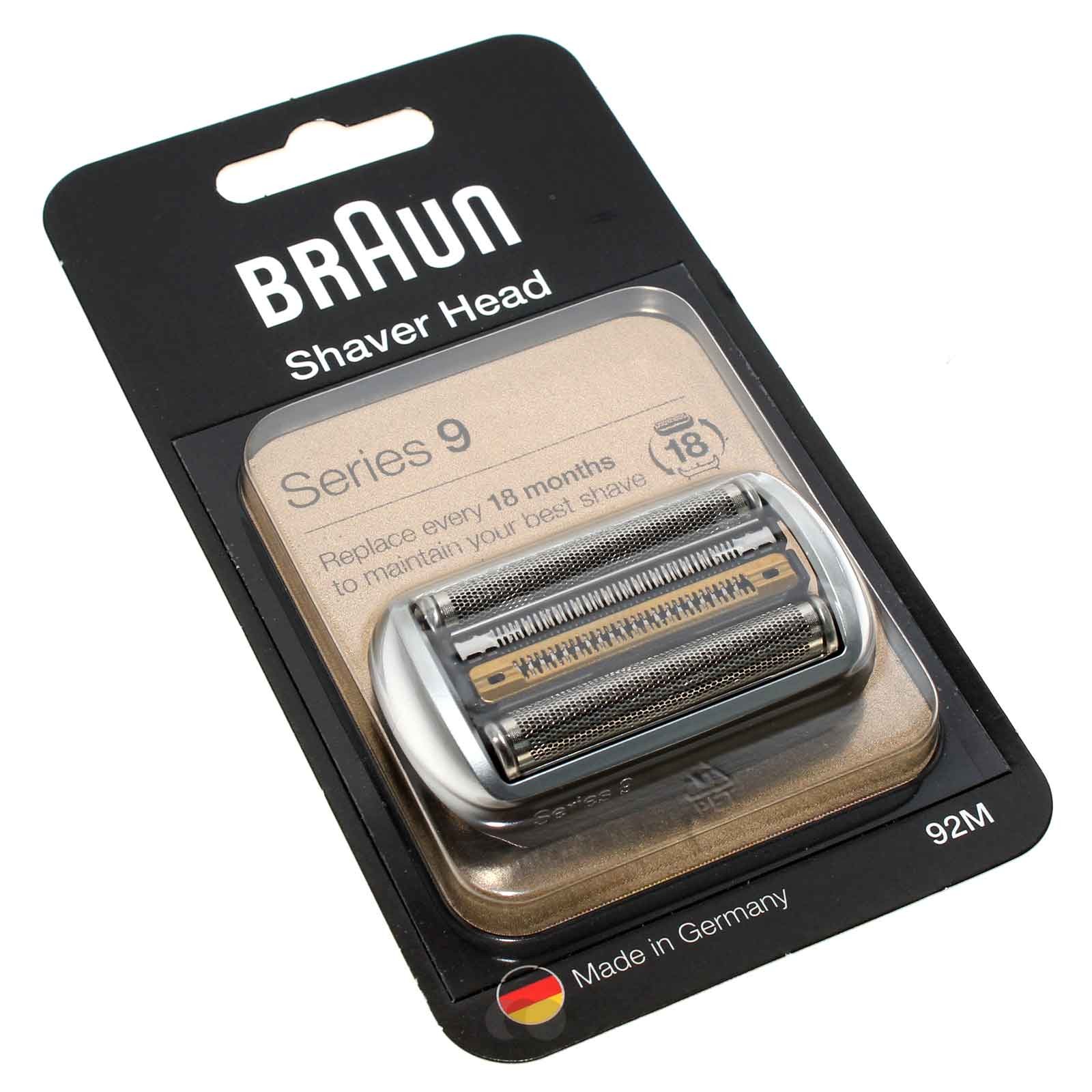 Original Braun 92M Cassette für Series 9 Rasierer, Scherkopf Scherfolie  Klingenblock Kombipack, silber