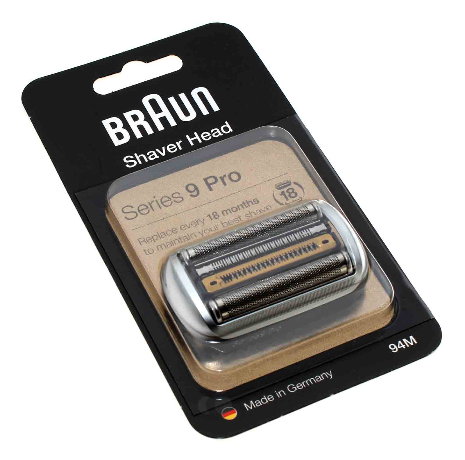 Original Braun 94M Kassette für Series 9 (Pro) Rasierer, Scherkopf, Scherfolie, Klingenblock Kombipack, mattsilber, 90312349
