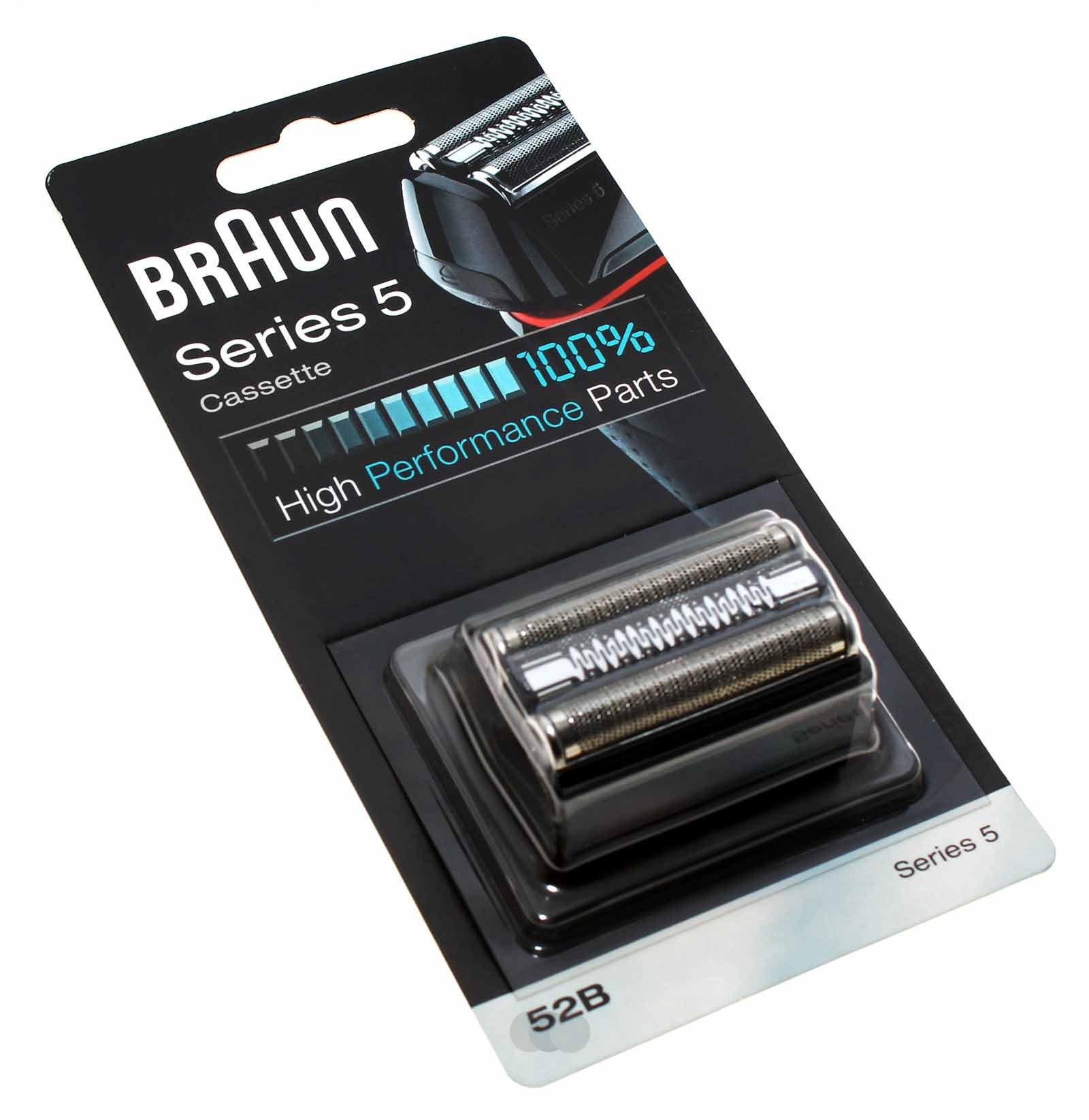Original Braun Series 5 Cassette 52B Scherkopf, Scherfolie, Klingenblock Kombipack, schwarz, 91162809