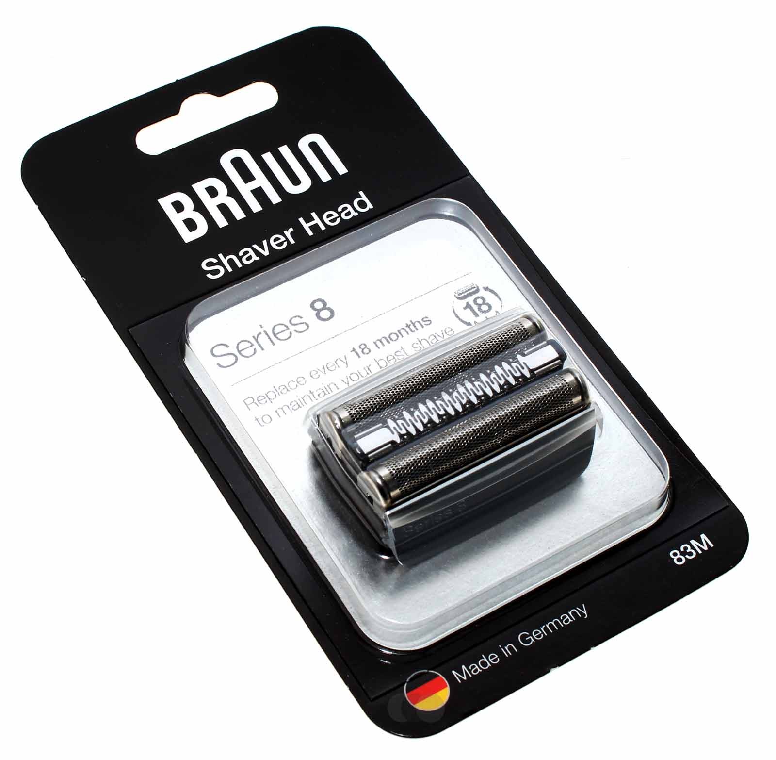 Original Braun Series 8 Cassette 83M, Scherkopf, Scherfolie, Klingenblock Kombipack, silber, 90840495