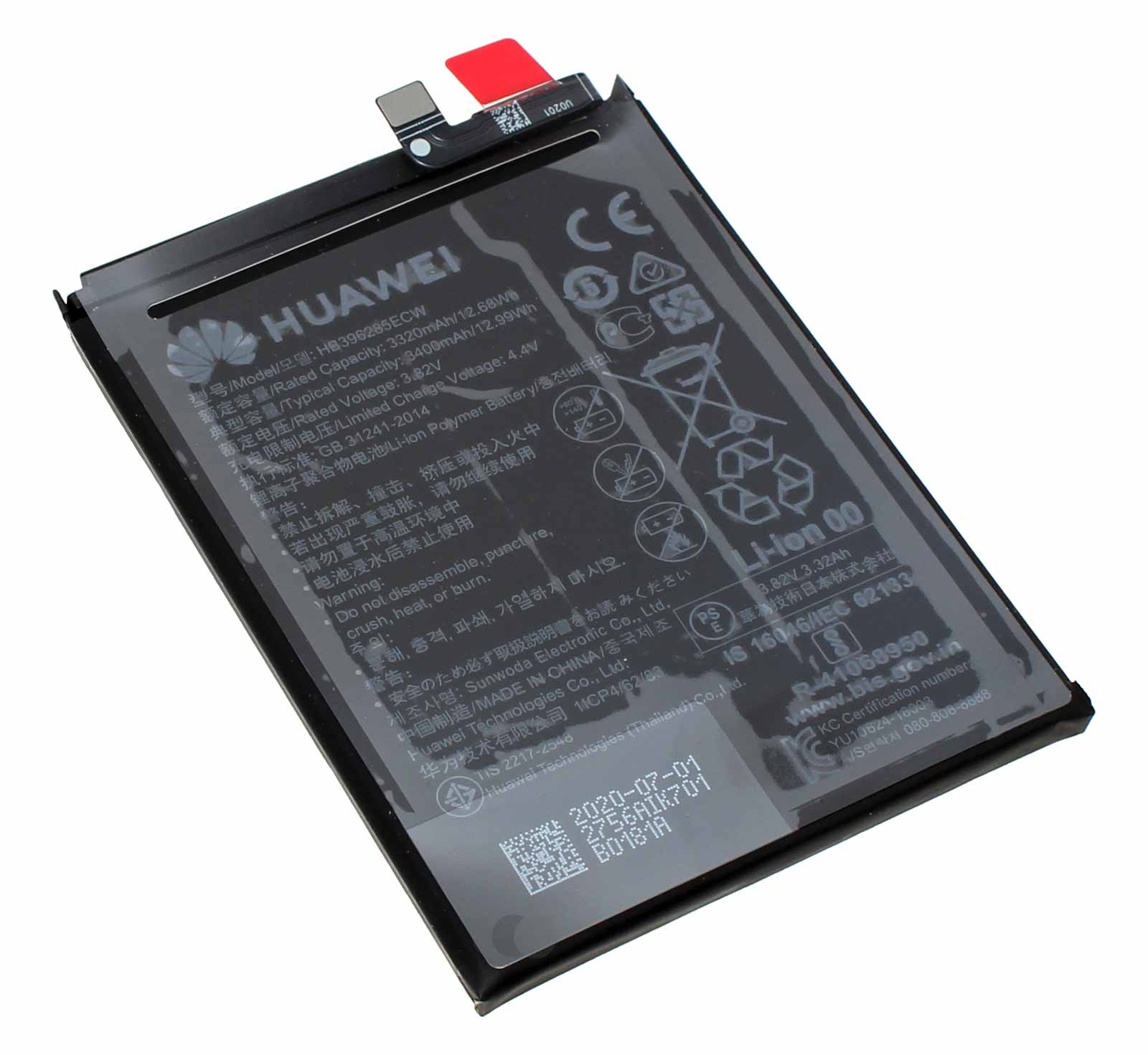 Original Huawei Akku HB396285ECW für Huawei P20 Honor 10, 3,82V, 3400mAh, 24022756