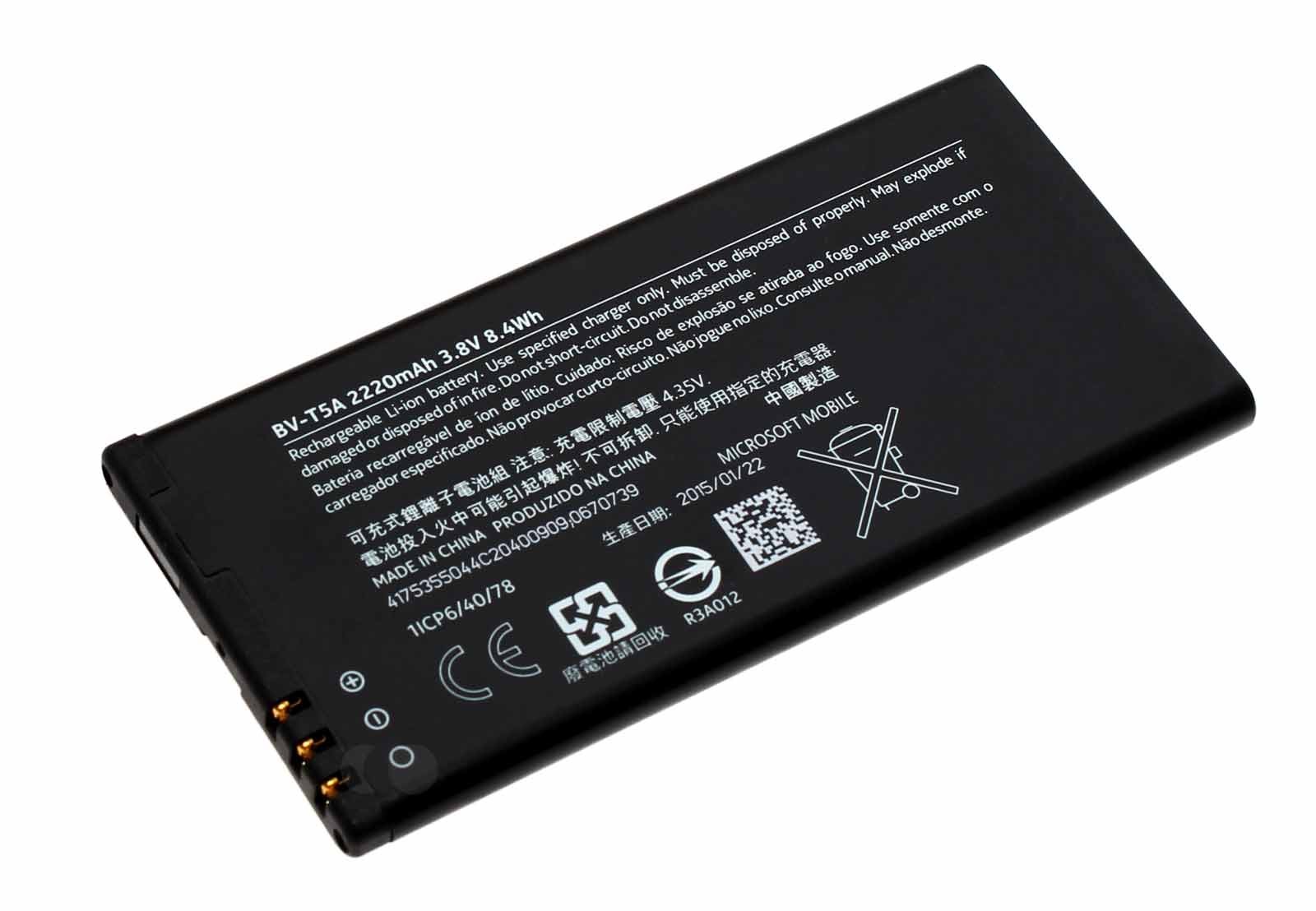 Original Nokia Akku BV-T5A für Microsoft Nokia Lumia 550, 730, 735, 738, 3,7V, 2220mAh