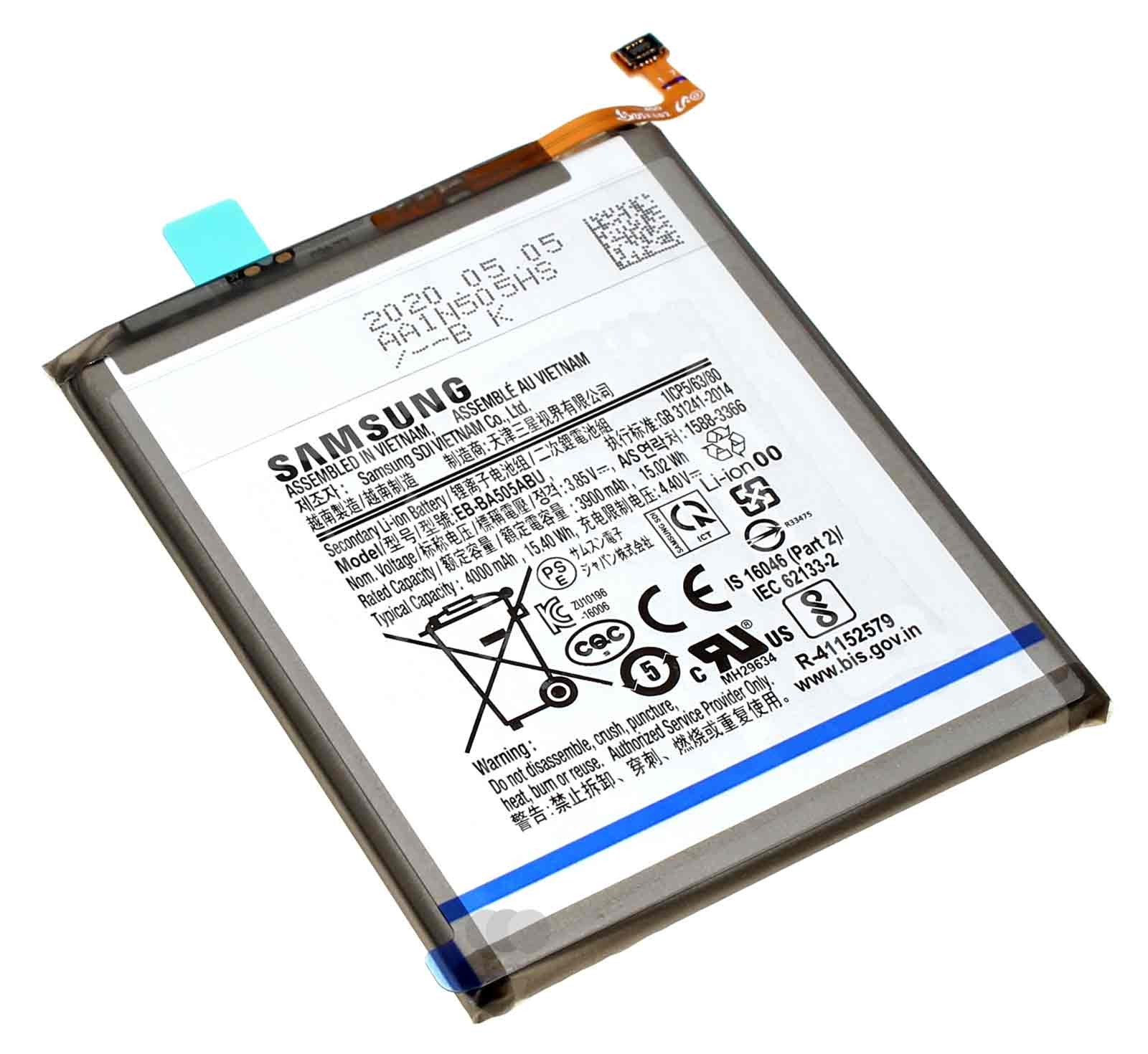 Original Samsung EB-BA505ABU Akku für Samsung Galaxy A50 SM-A505 Smartphone, GH82-19269A, 3,85V, 3900mAh