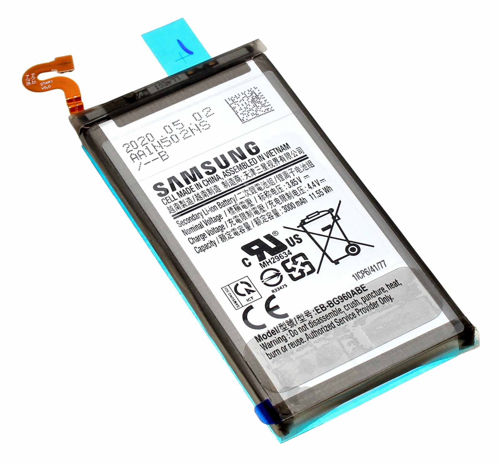 Original Samsung EB-BG960ABE Akku für Samsung Galaxy S9 SM-G960F Smartphone, GH82-15963A, 3,85V, 3000mAh