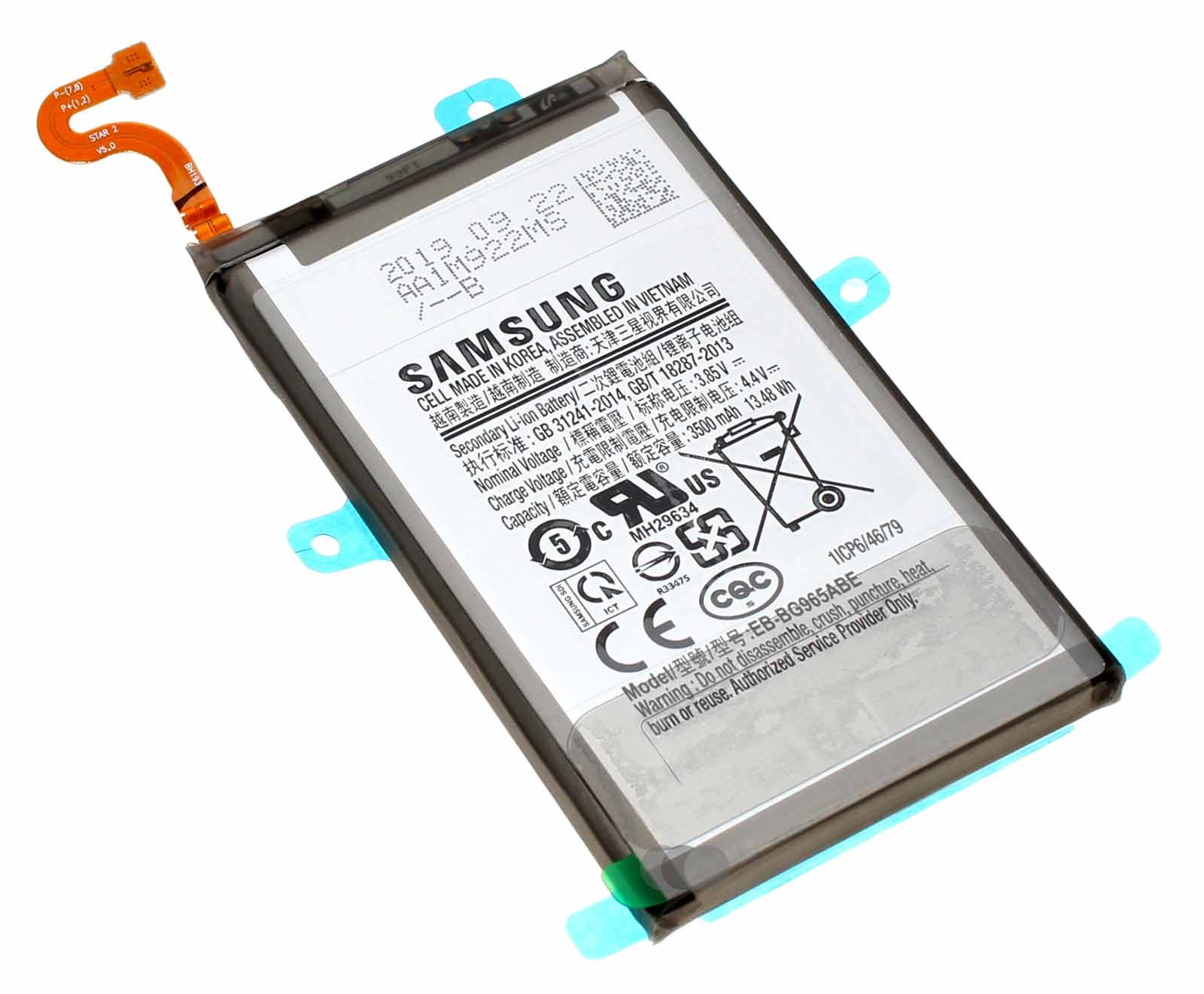 Original Akku Samsung EB-BG965ABE für Samsung Galaxy S9+ Plus (G965F) Handy, Smartphone mit 3,85 Volt und 3500mAh Kapazität, Ersatzteil Teilenummer GH82-15960A