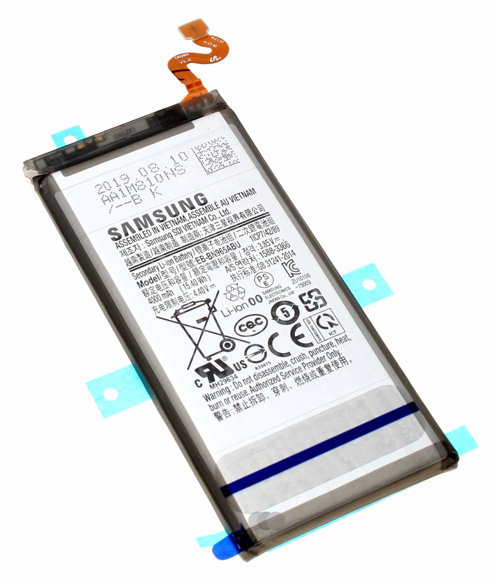 Original Akku Samsung EB-BN965ABU für Samsung Galaxy Note 9 (SM-N960F) Handy, Smartphone mit 3,85 Volt und 4000mAh Kapazität, Ersatzteil Teilenummer GH82-17562A