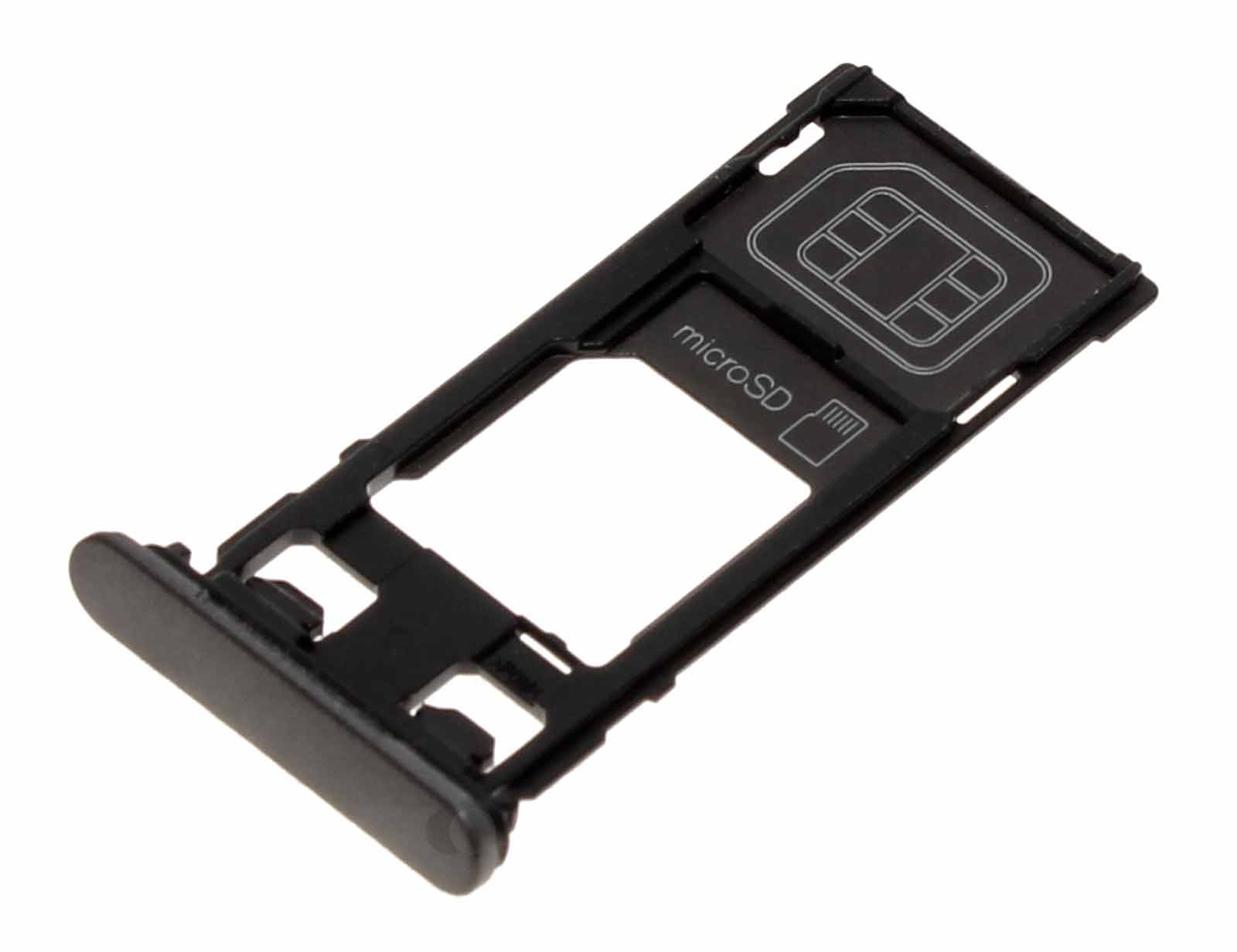 Original Sony 1302-4830 Sim + SD Karten Halter Tray für Sony Xperia X F5121 Smartphone, schwarz
