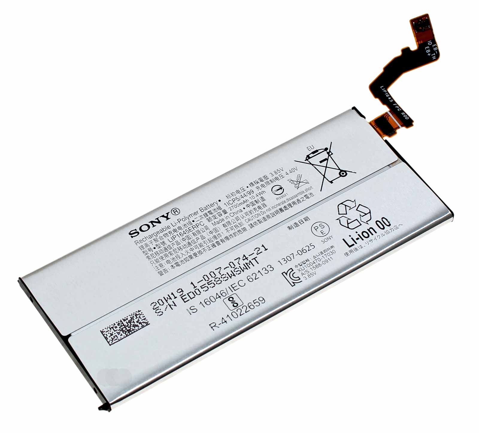 Original Sony Akku LIP1645ERPC für Sony Xperia XZ1, XZ1 Dual, 1307-0625, 100707421, 3,85V, 2700mAh