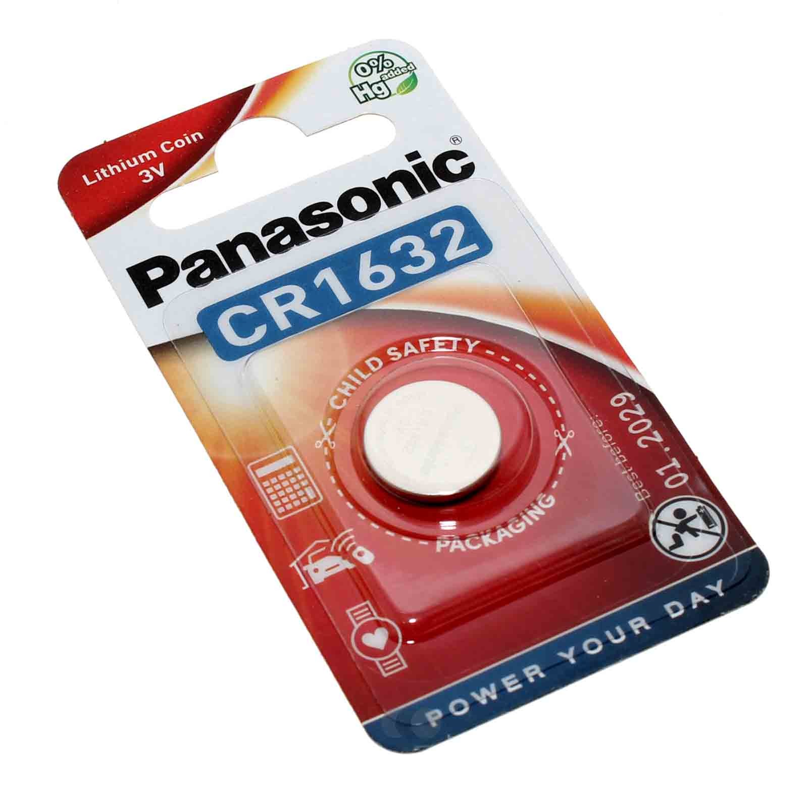 Panasonic CR1632 Lithium Knopfzelle Batterie, DL1632, E-CR1632, KCR1632, 3V, 140mAh