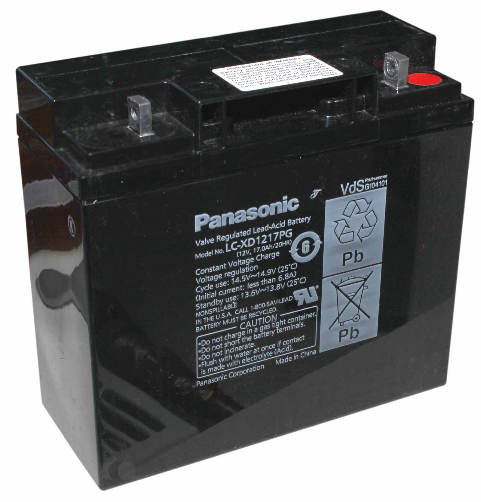 Panasonic LC-XD1217P Blei Vlies Akku (AGM), VdS Zulassung, mit 12 Volt und 17000mAh Kapazität