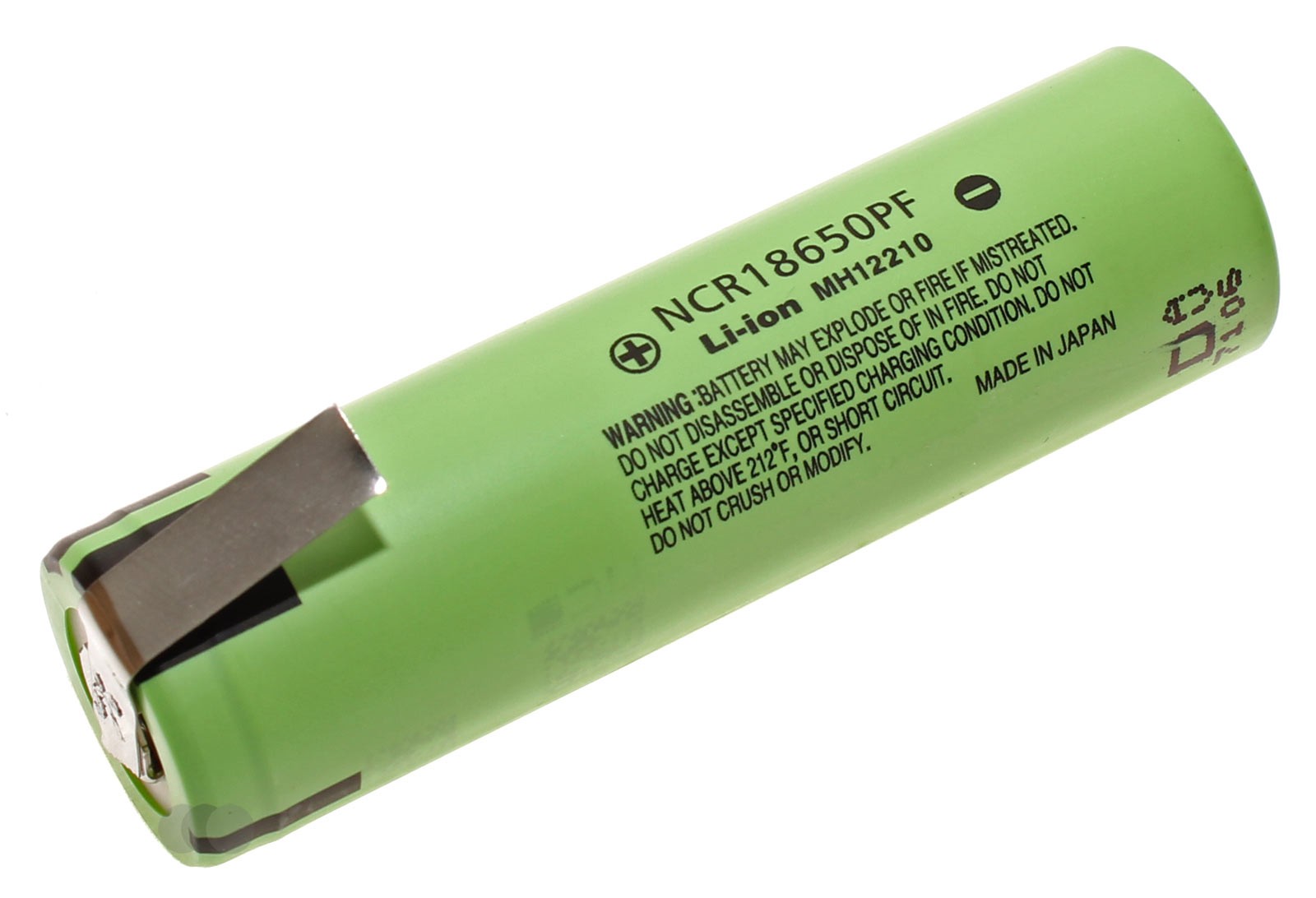 Panasonic NCR18650PF Li-Ion Spezial Akku (Industriezelle) ungeschützt mit Z-Lötfahne, mit 3,6 Volt und 2900mAh Kapazität