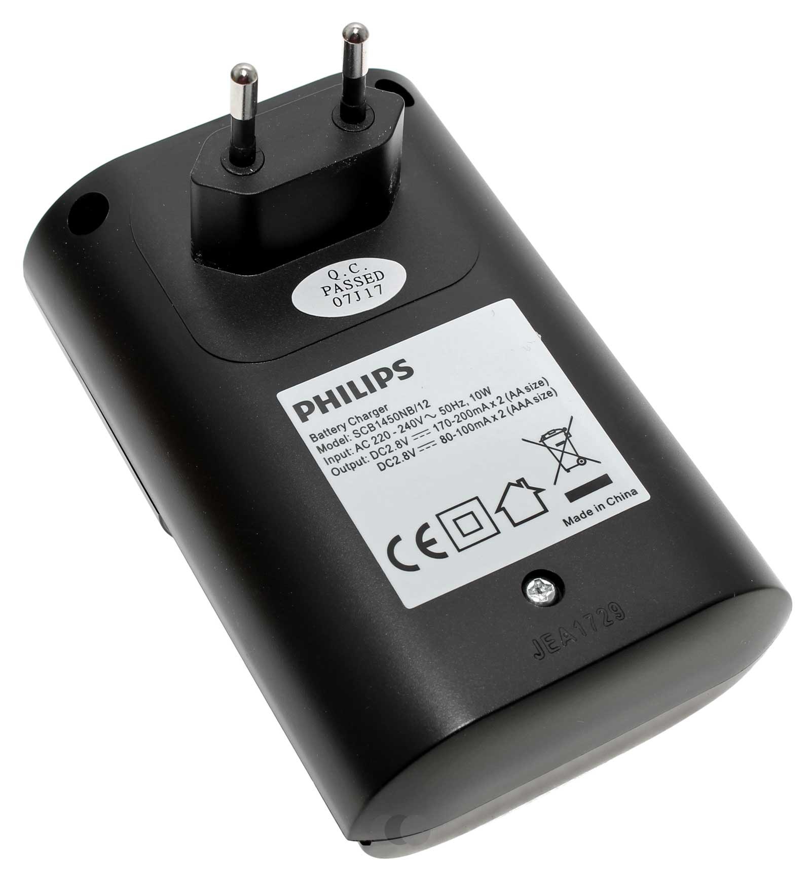 Akkuladegerät Philips Multilife SCB1450NB/12 für 1 bis 4 AA (Mignon) oder AAA (Micro) Ni-MH Akkus
