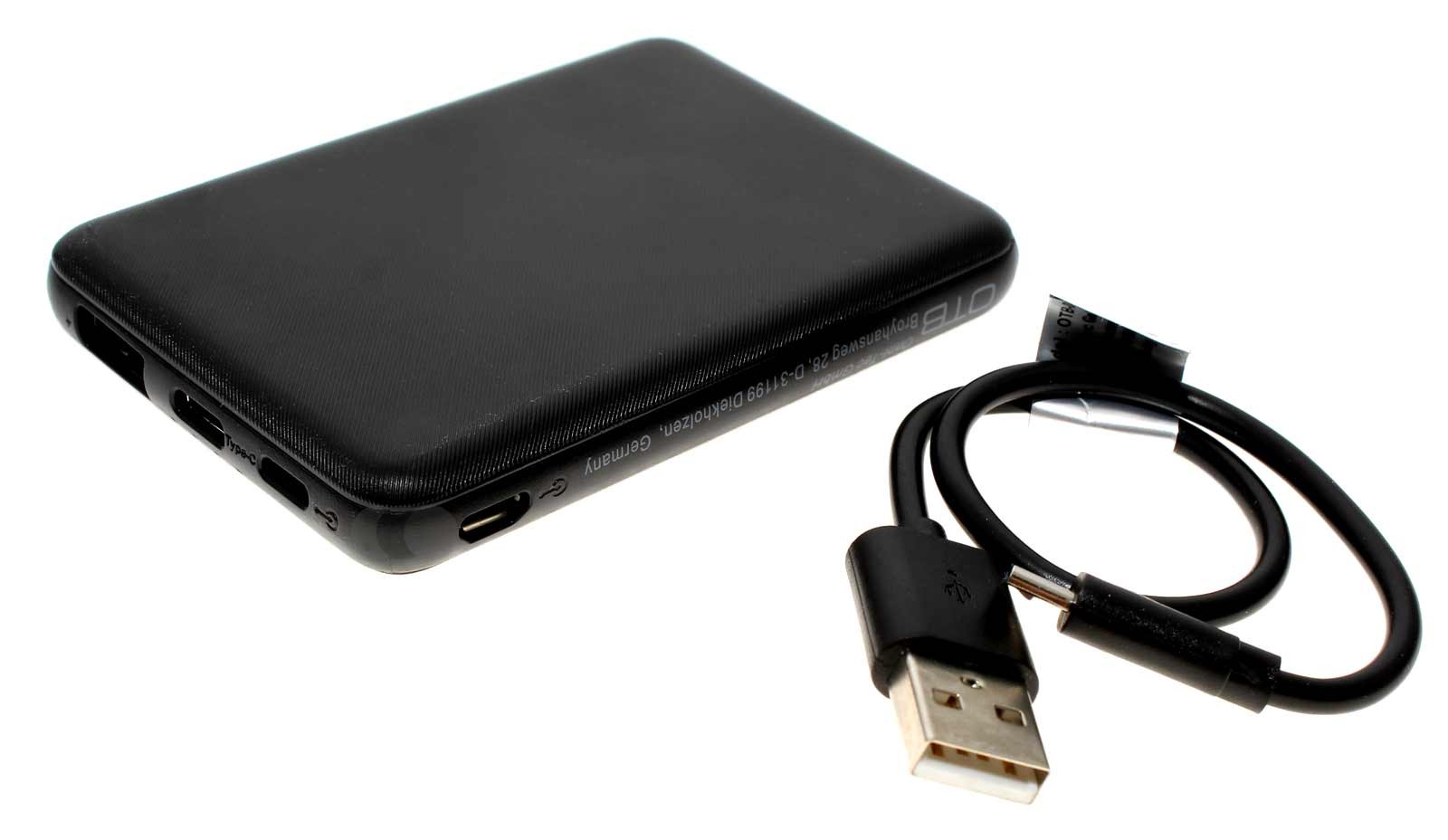 Powerbank OTB-PBS52 externer Li-Polymer Akkupack mit 5000mAh, USB-Typ-A, Micro-USB, USB-C, iPhone