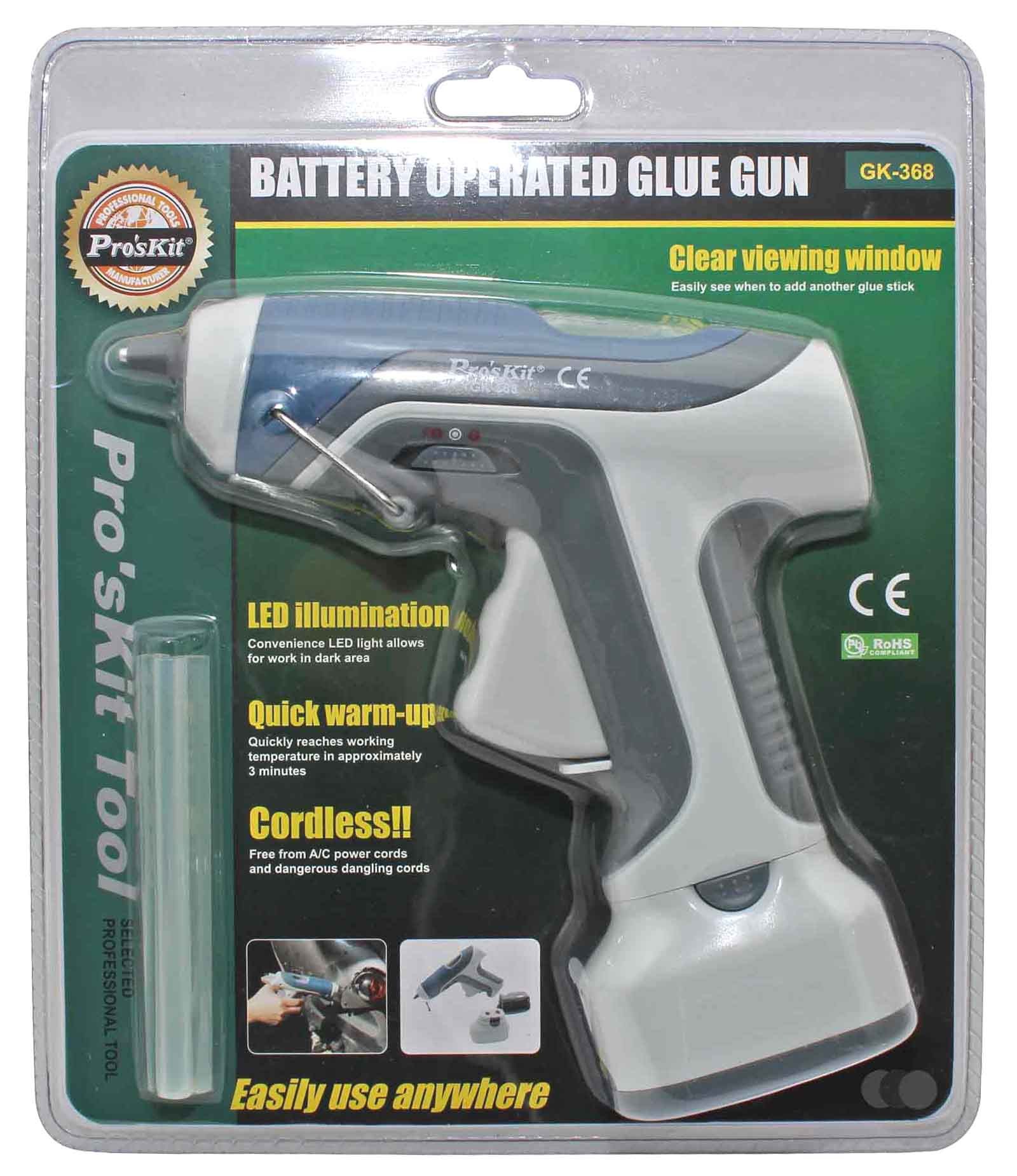 Proskit GK-368 6V batteriebetriebene drahtlose Heißklebepistole, Heißleim Klebepistole