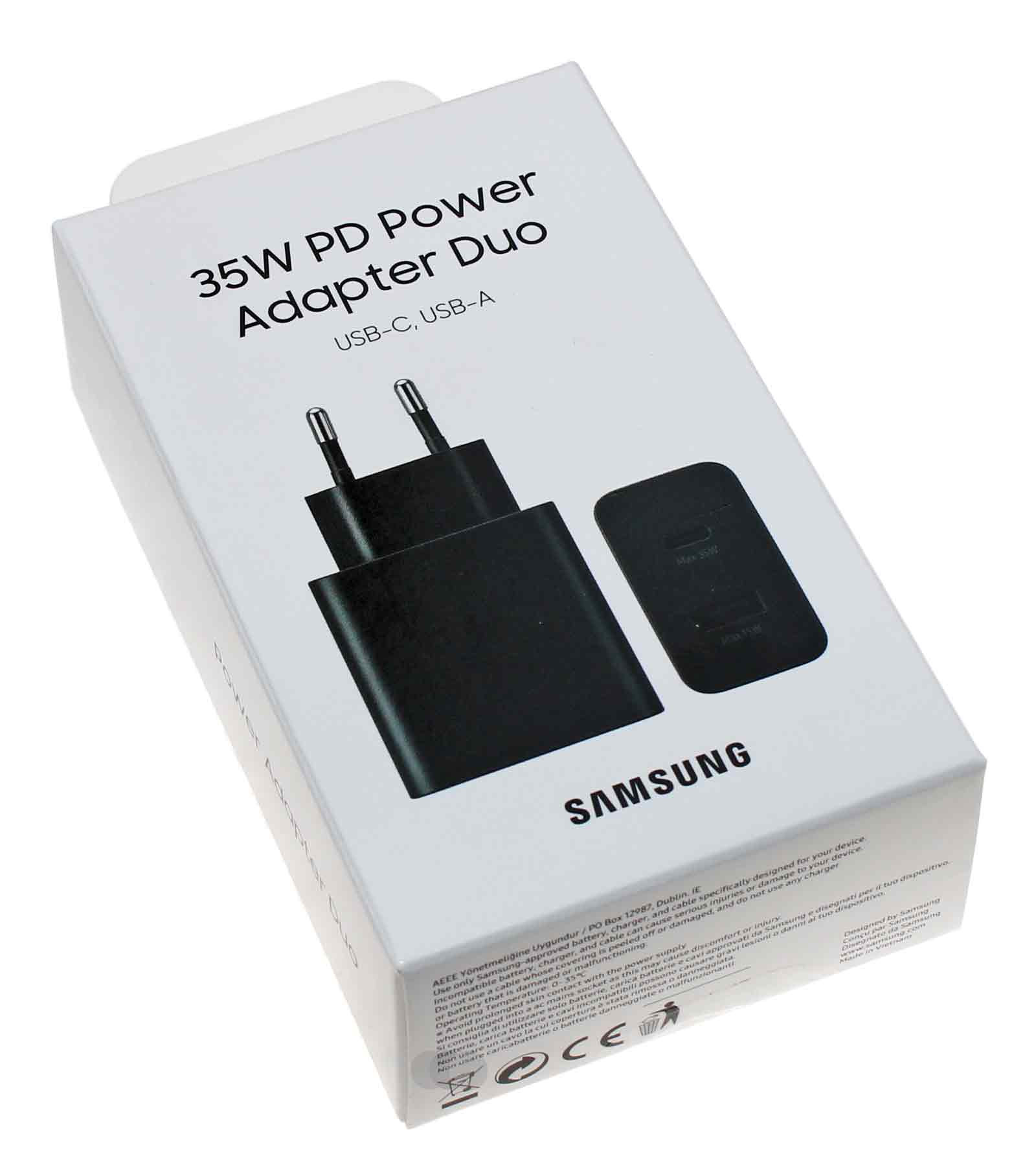 Samsung EP-TA220 USB-C USB-A Schnellladegerät 35W schwarz, EP-TA220NBEGEU, Ladeadapter Netzteil