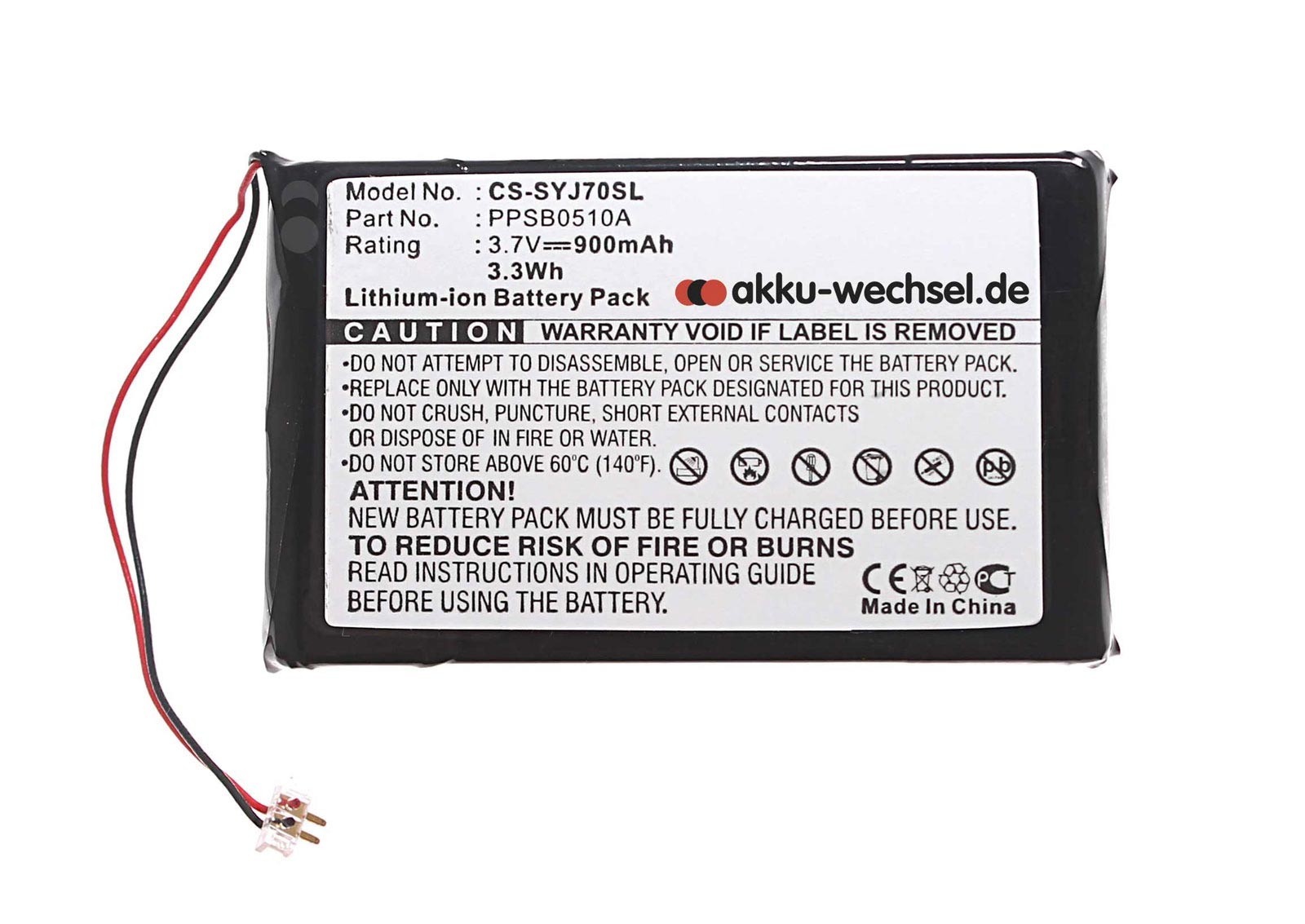 Alternativer 3,7 Volt Akku mit 900mAh passend für Samsung YH-J70