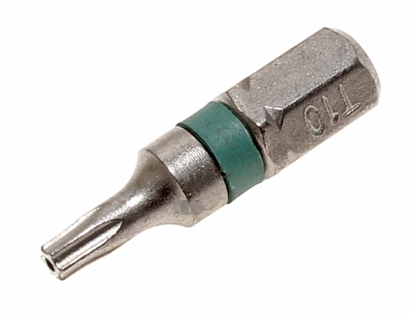 Sicherheits Torx T10 Bit mit Bohrung, 25mm Bitlänge, 1/4" Sechskantschaft, S2 Stahl