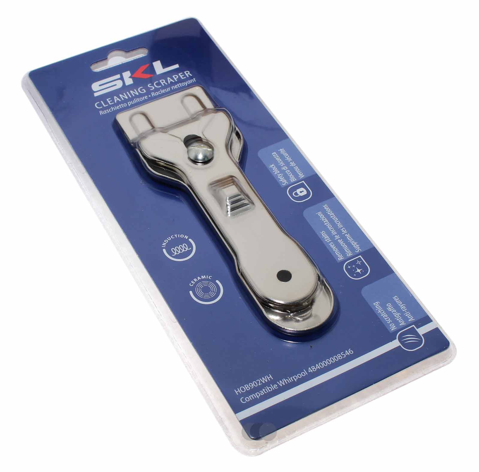 SKL Schaber für Ceran- und Induktionskochfelder, Glas, Keramik, Flächenschaber, HOB902WH