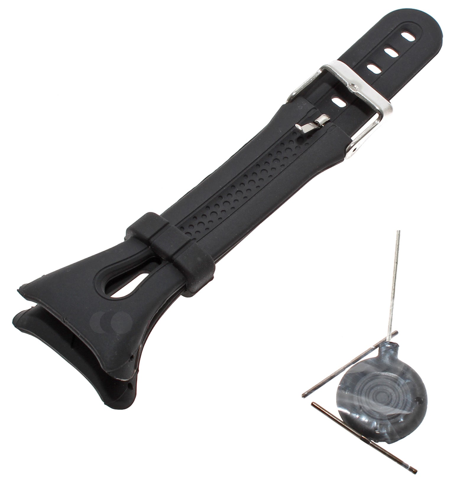 Alternatives Ersatz Uhren Armband (Watch band) für Garmin Forerunner 10, 15 Smartwatch, Fitnesstracker aus Silikon in der Farbe schwarz