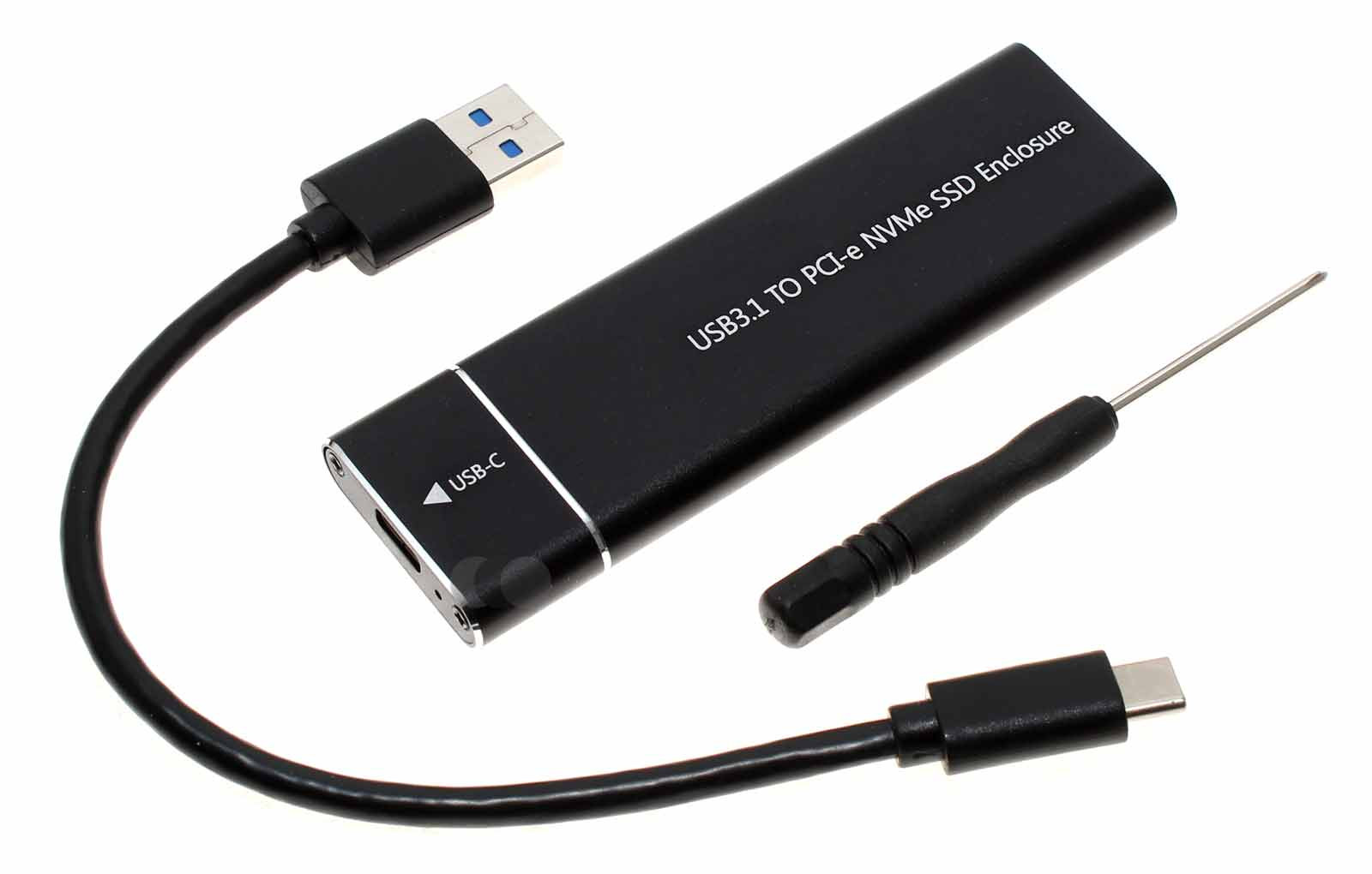 USB 3.1 Typ-C externe Festplattenbox Gehäuse Hard Disk Box für M.2 PCI-e NVMe SSD, Key M, 278239.01