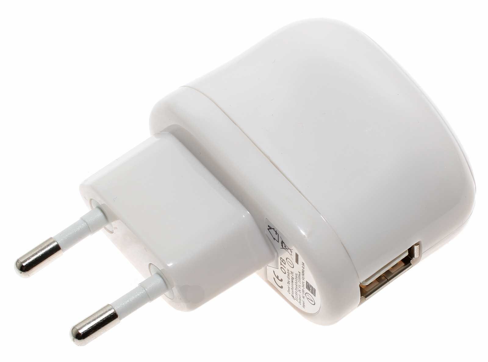 Ladeadapter Ladegerät Netzteil USB 2,1A z.B. für Apple iPad iPhone iPod Handy, Tablet, Navigationsgeräte wie TomTom, Garmin, PDA, oder Smartphone wie Samsung Galaxy Tab, Galaxy S4,  S5 in weiß