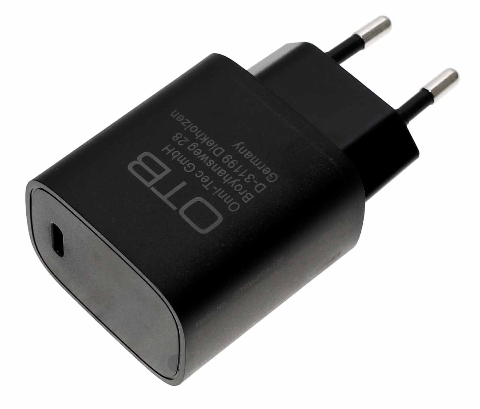 USB Typ-C Schnellladegerät 20W schwarz, 5V 3A, 9V 2,22A, 12V 1,67A, Ladeadapter, Netzteil