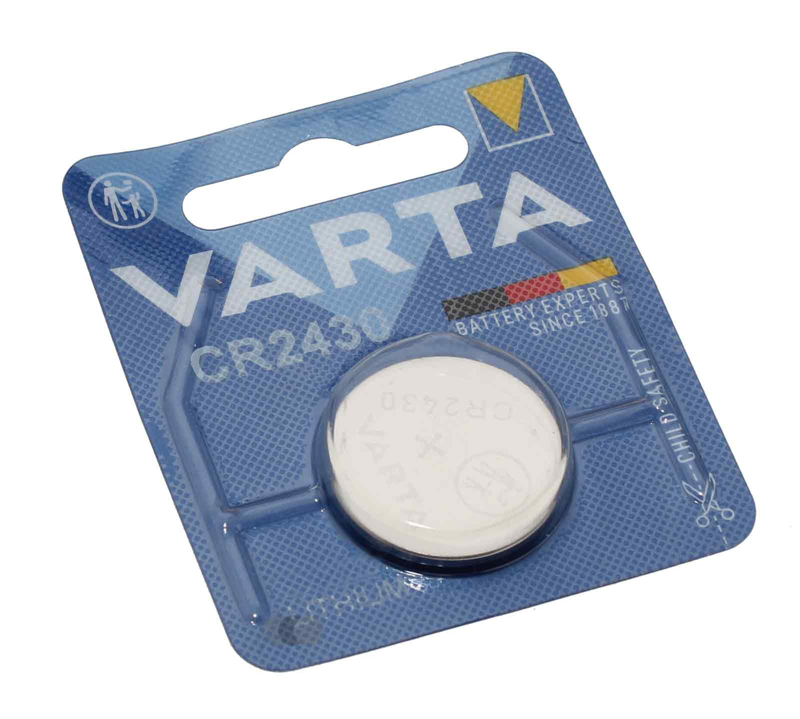 Varta CR2430 Lithium Knopfzelle Batterie für Uhren Autoschlüssel u.a., wie BR2430, DL2430, ECR2430, 3V, 280mAh