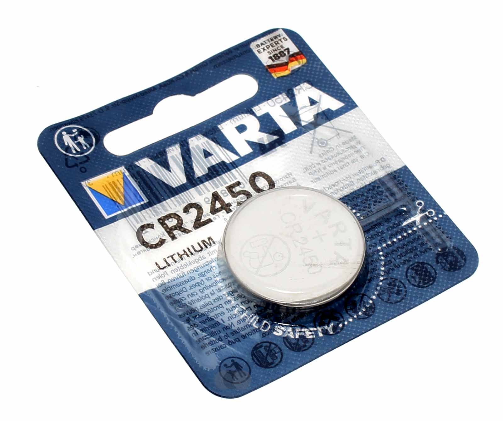 Varta CR2450 Lithium Knopfzelle Batterie, 5029LC, LM2450, DL2450, 3V, 570mAh