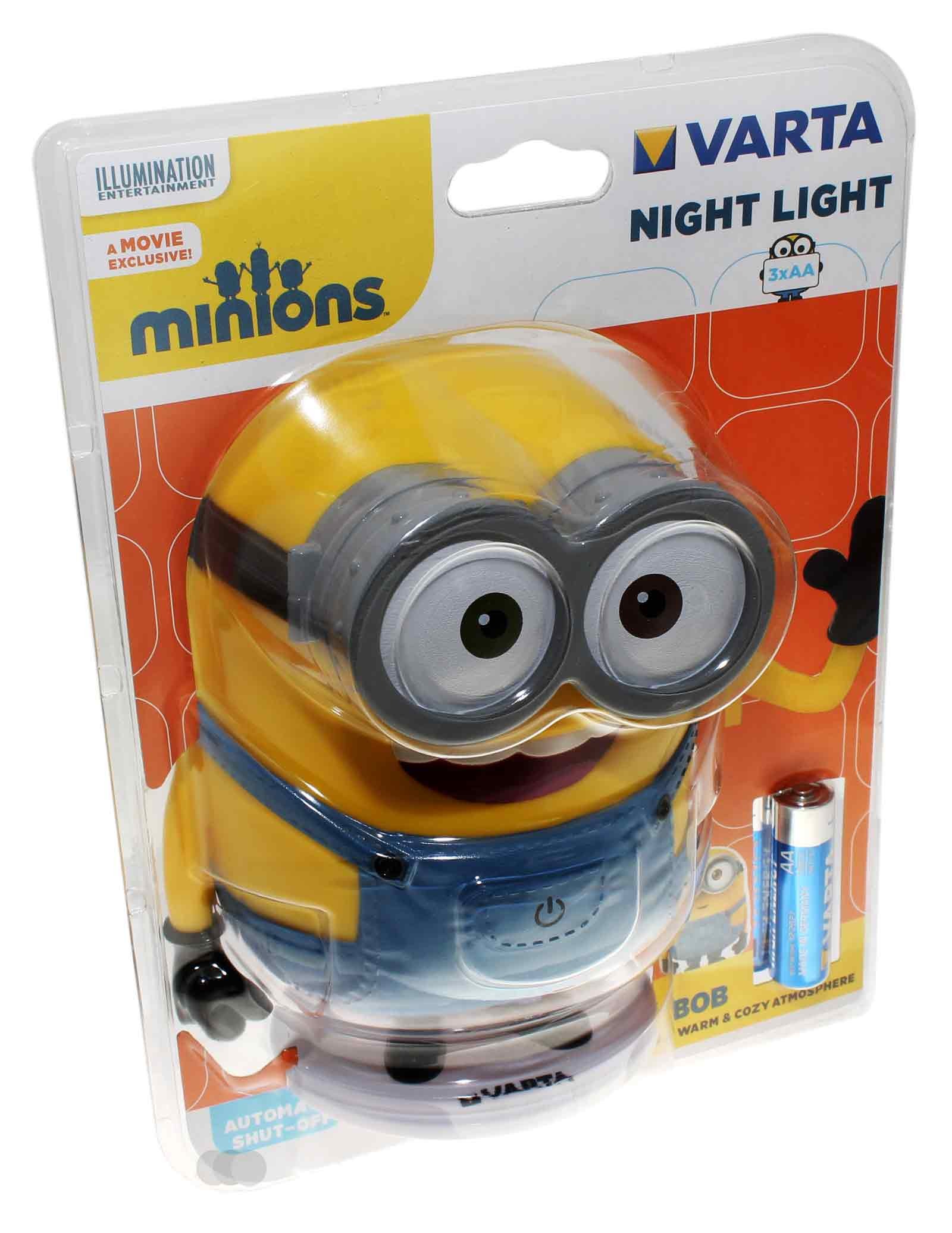 Varta Kinder Nachtlicht Minions Bob inkl. 3x AA Batterien, LED Schlummerleuchte, Nachtlampe