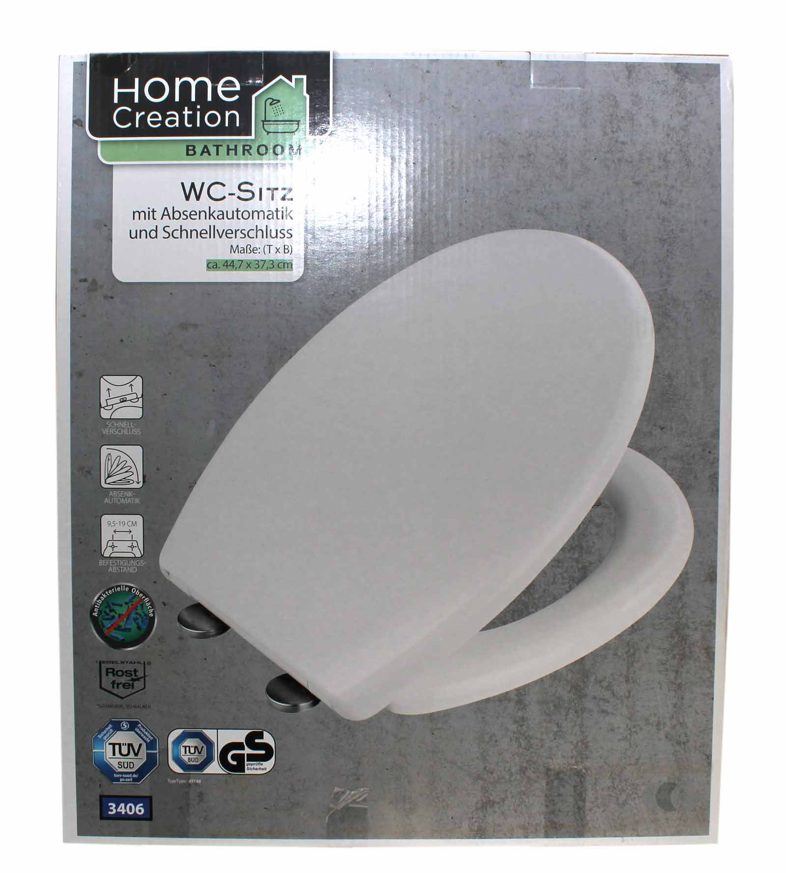 WC-Sitz, bzw. Klodeckel mit Absenkautomatik und Schnellverschluss von Home Creation, Hersteller Artikelnummer 3406