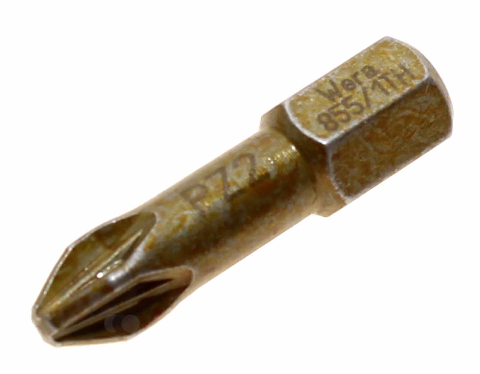 WERA 05056915001 PZ2 855/1TH Bit Kreuzschlitz Pozidriv 2 x 25mm Extra Hart, 1/4" C6,3mm Sechskant Halter