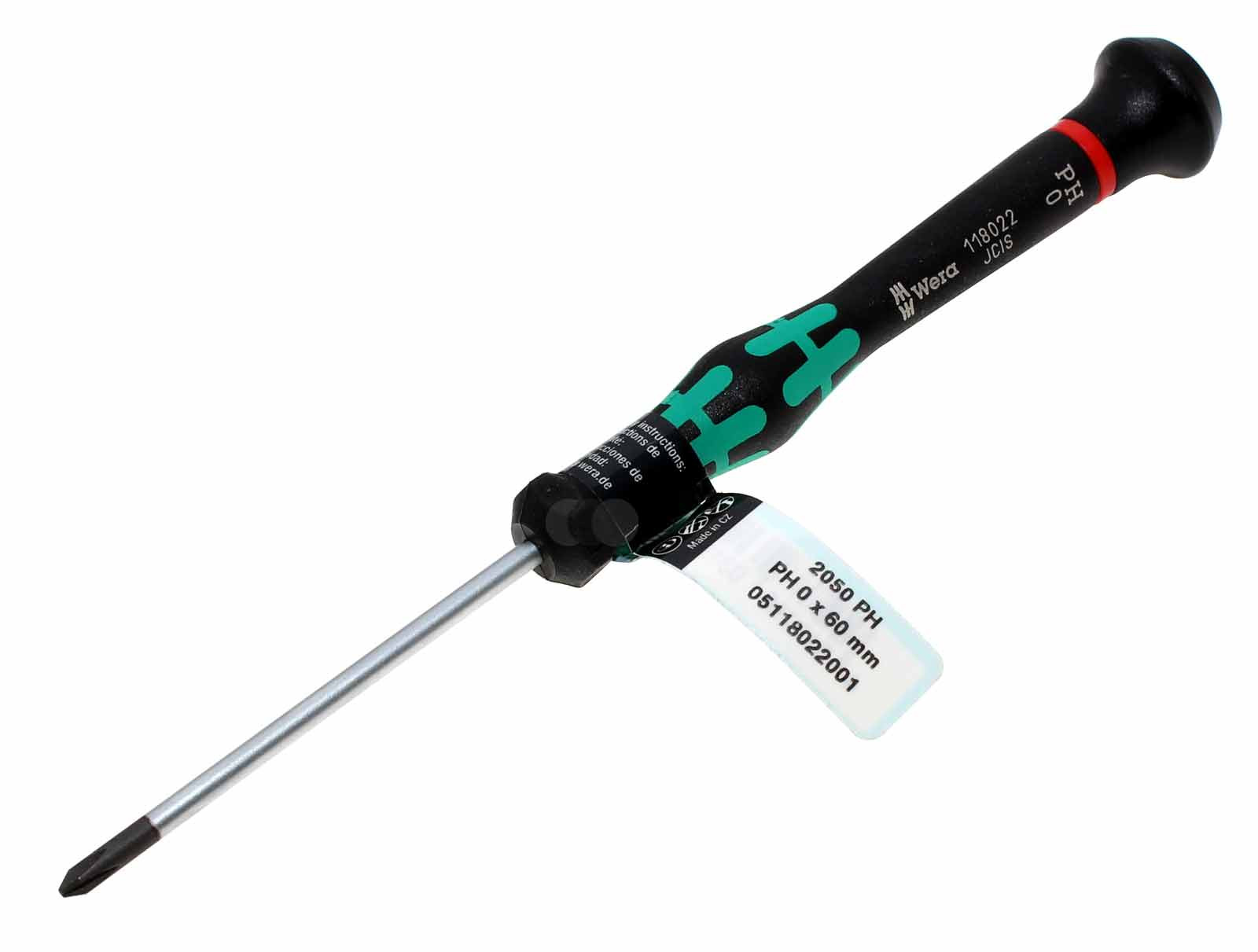 Wera 118022 Phillips PH 0x60 mm Profi Kreuzschlitz Schraubendreher, Schraubenzieher, 2050 PH, 05118022001