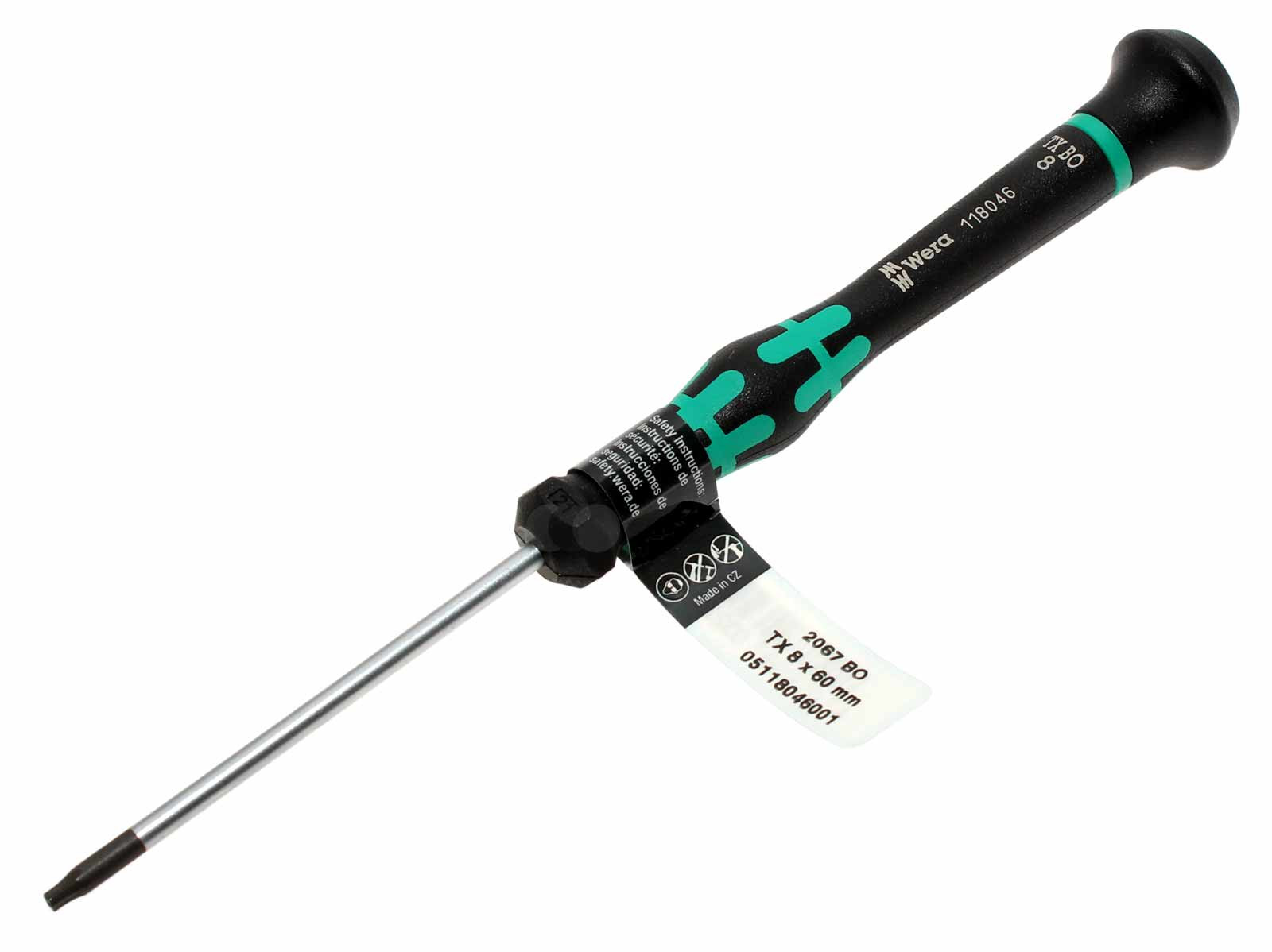 Wera 118046 Torx BO TX 8 x 60 mm, Modell 2067 (05118046001) Profi Präzisions-Schraubendreher