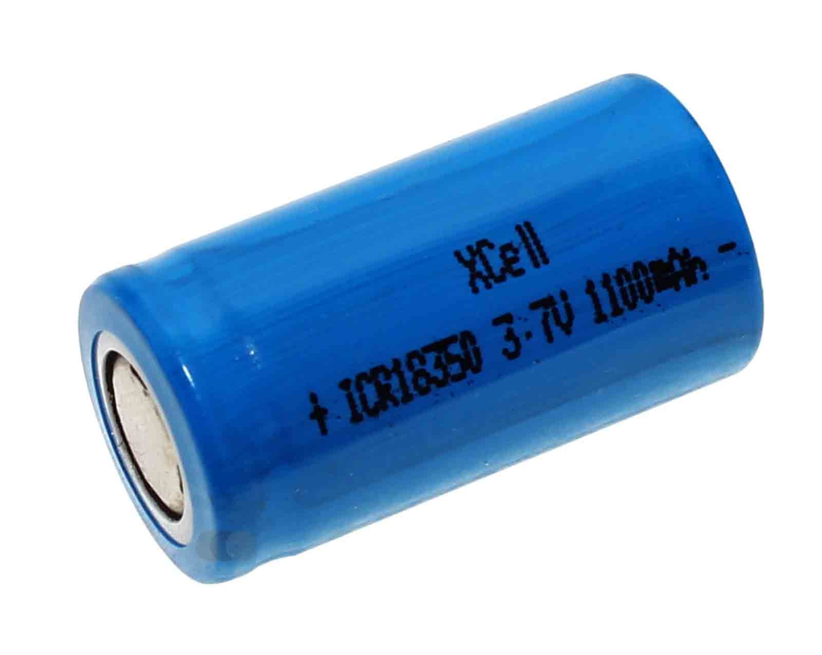 XCell ICR18350 Li-Ion Spezial Akku, Flat Top, hochstromfähig, ungeschützt, 3,7V, 1100mAh