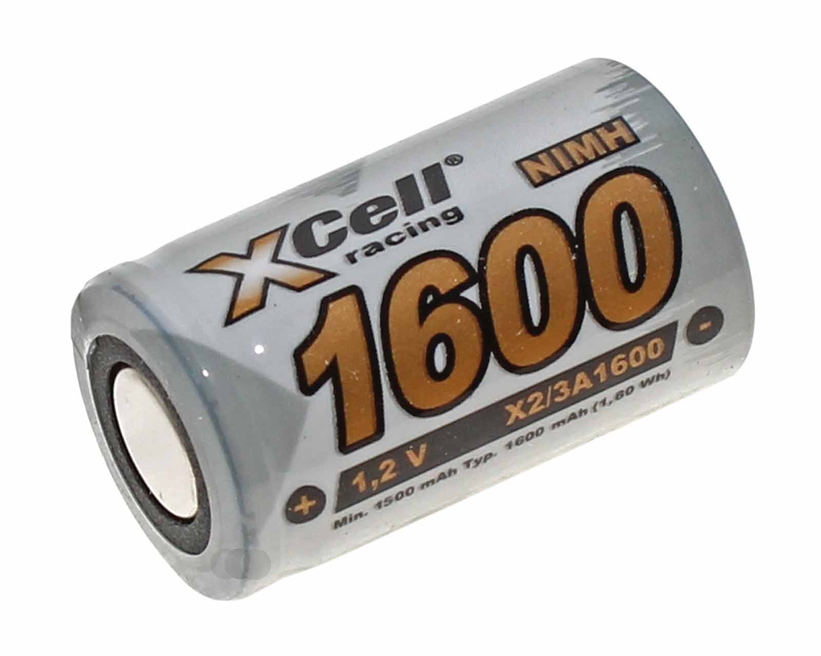 XCell racing 1600 Akku 2/3 A X2/3A1600 NiMH Hochstrom Flat-Top Industriezelle, 1,2V, 1600mAh