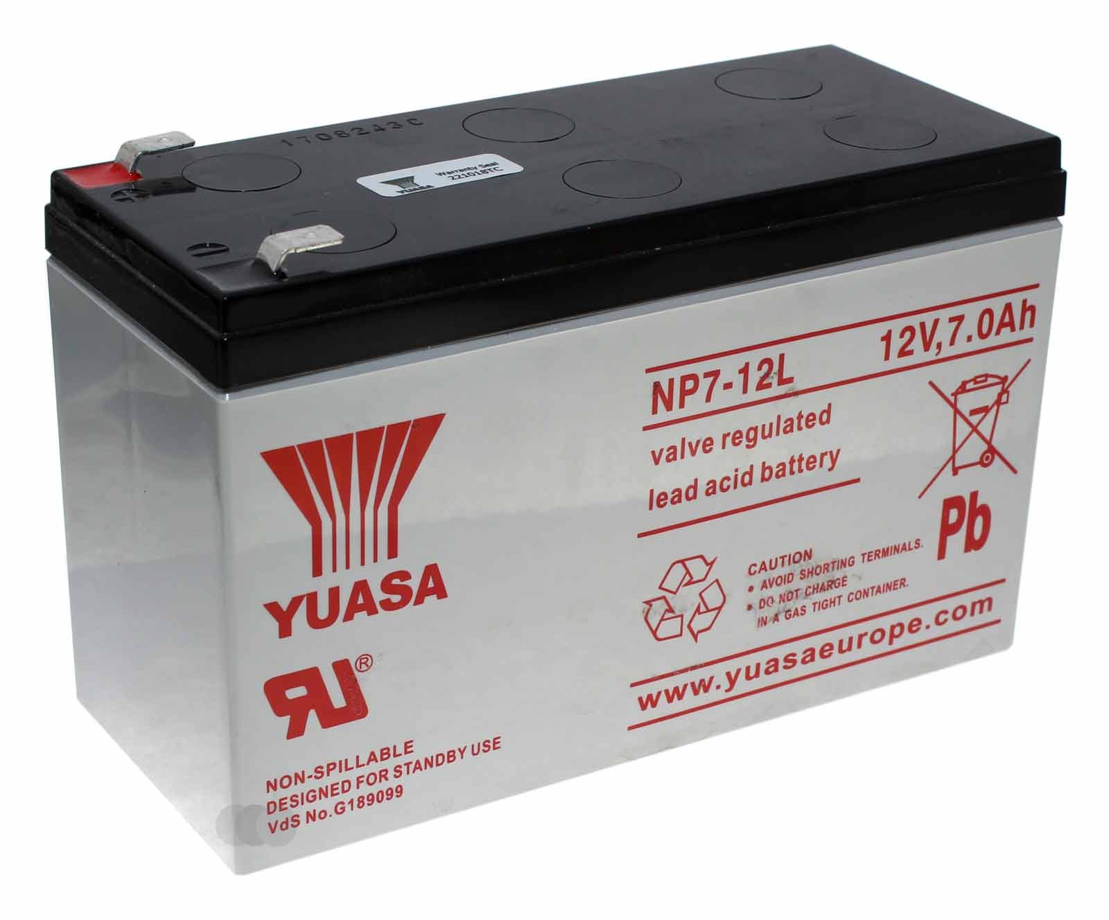 Yuasa NP7-12L Bleiakku Lead-Acid, VdS, kompatibel mit CSB GP1270 F2, 12V, 7Ah 