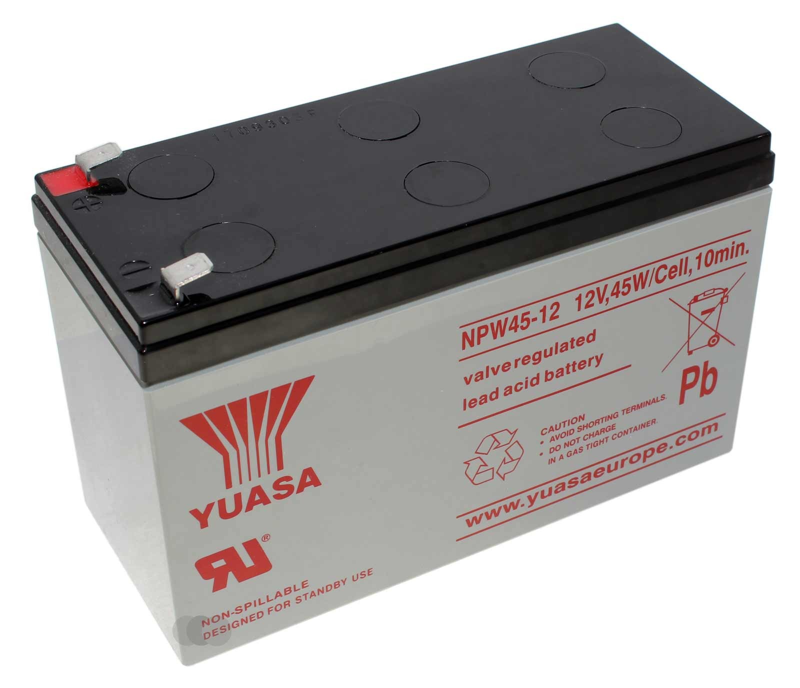 Yuasa NPW45-12 Blei-Vlies Akku (AGM) mit 12 Volt und 8,5Ah Kapazität