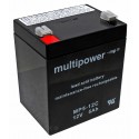 12V 5Ah Multipower MP5-12C Bleigelakku zyklenfest mit 6,3mm Faston Anschluss