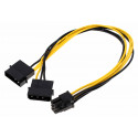 30cm Strom Adapter Kabel intern 2x 4pol 5,25" zu 6pol PCIe (PCI-Express) für Grafikkarten | inline 26628