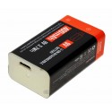 9V Block Li-Ion Akku mit Micro-USB Ladebuchse | 6LR61 6AM6 AM-6 | 9V 400mAh