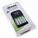 Arcas ARC-2009 Akku Ladegerät für Micro (AAA) Mignon (AA) [NiCd, NiMH] | inkl. 4x Mignon (AA) Akkus 