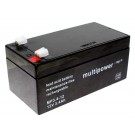 12 Volt 3,4Ah Multipower MP3.4-12 Blei Akku, VDS Zulassung, 4,8mm Faston Anschluss