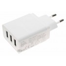 3 Port USB Ladegerät, Ladeadapter, Netzteil mit Auto-ID für Handy, Tablet, weiss, 5V, 3100mA