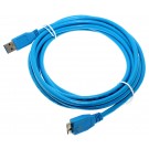 3 Meter langes Daten- und Ladekabel USB 3.0 A-Stecker auf B-Stecker Micro USB (5+5pin) in Farbe blau