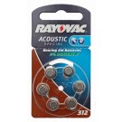 6er Pack Rayovac 312 Knopfzelle Batterie (hearing aid) für Hörgeräte PR41, 1.45 V, CP41, ZL3, ME7Z, B347PA 