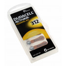 6 Stück Duracell Hörgerätebatterie 312 / PR41 mit 1,45 Volt Spannung und 180mAh Kapazität