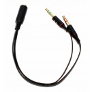 Audio Headset Adapter von Delock mit 1x 3,5mm 4 Pin Klinkenbuchse auf 2x 3,5mm 3 Pin Klinkenstecker, Hersteller Artikelnummer 65967