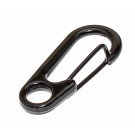 Karabinerhaken aus Metall mit federndem Schnappverschluss in Farbe schwarz, L 31mm, B 14,5mm, H 2mm