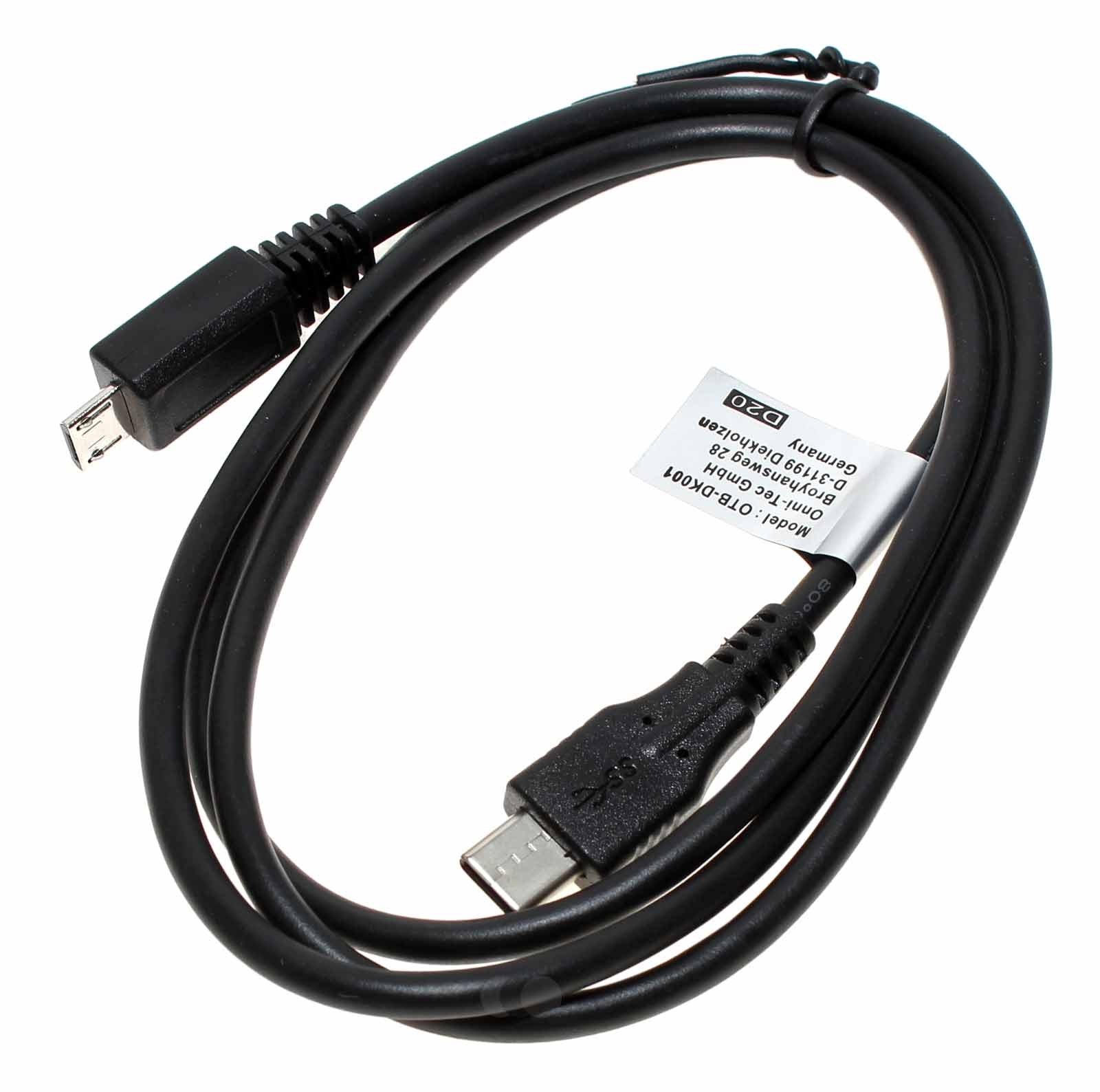 1m Datenkabel Ladekabel USB Type C (USB-C) Stecker auf Micro-USB 2.0  Stecker